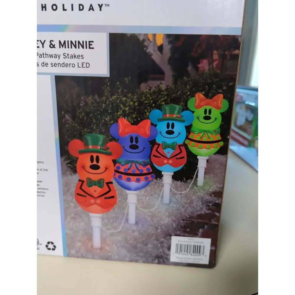 Disney Magic Holiday Mickey & Minnie Mouse Multi-color LED Pathway Lights NEW